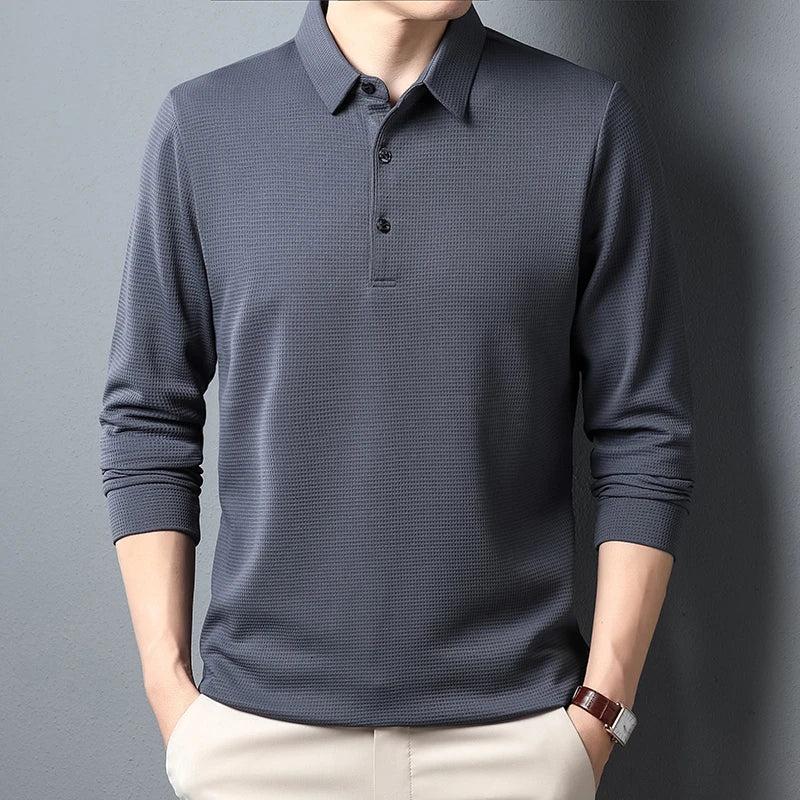 Men's Long Sleeve Business Casual Polo