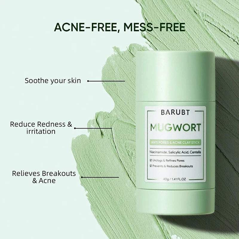 Deep Cleansing Mugwort Mud Mask Stick: Pore Cleaner,Gentle Blackhead Removal,Facial Soothing Repair,Spreadable Clay Mask