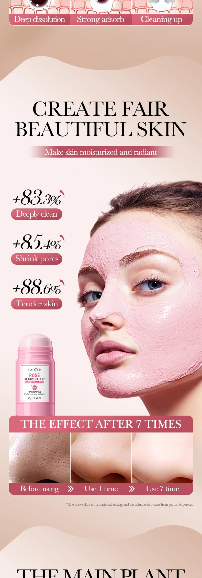 SADOER Rose Face Masks Stick Clay Mask