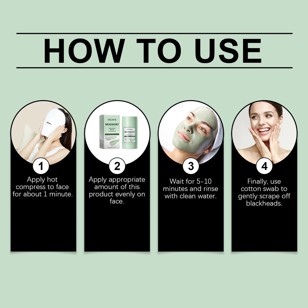 EELHOE 40g Artemisia Capillaris Clay Mask Pore Purifying Oil Control Blackhead Care Moisturizing Face Mask Daily