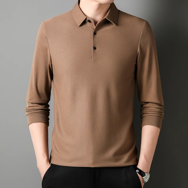 Men's Long Sleeve Business Casual Polo
