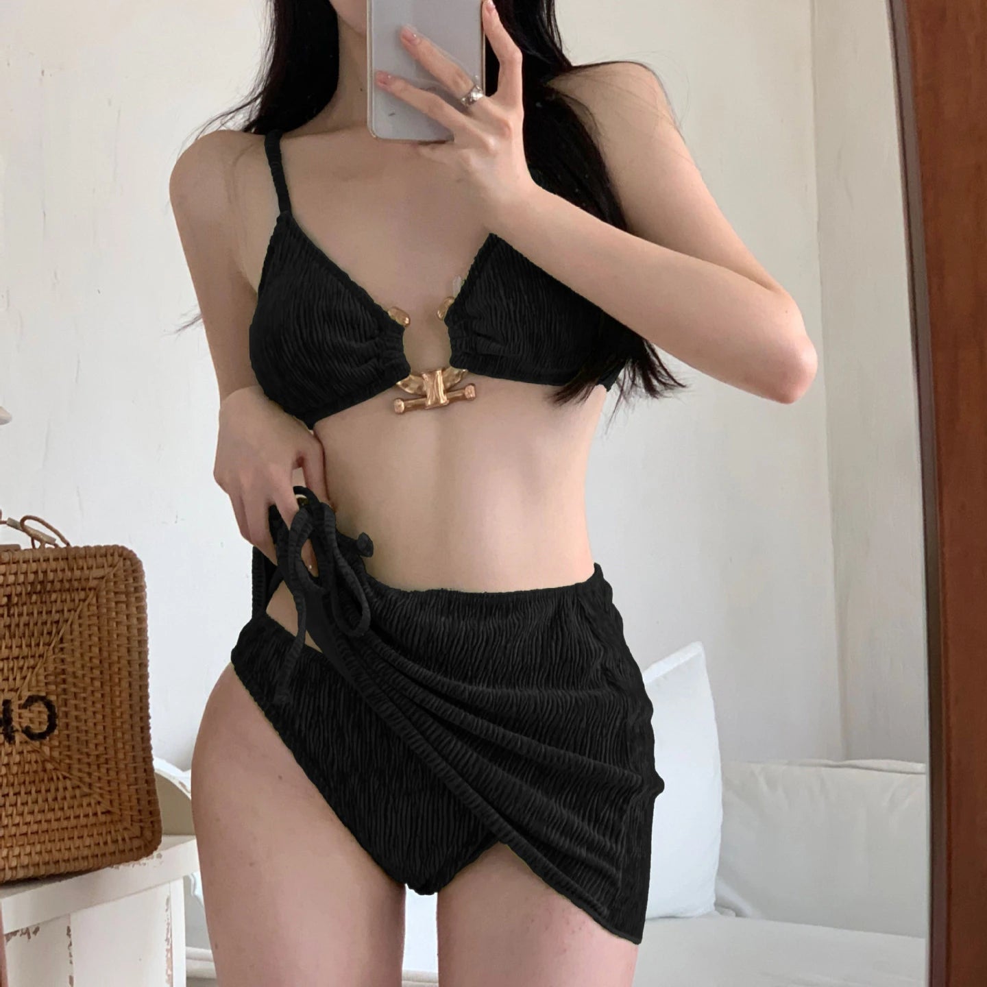 Bikini Three Piece Set Ins Style Split Swimsuit Vacation Beach Hot Elegant Fashionable High-end Women's Clothing 3 Colors