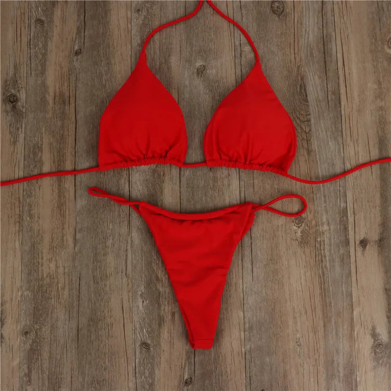 Women's Bikini Swimsuits - Beach Vacation Style Spa Swimsuits - Braided and Thin Strap Necked Swimsuits for Big and Small Busts