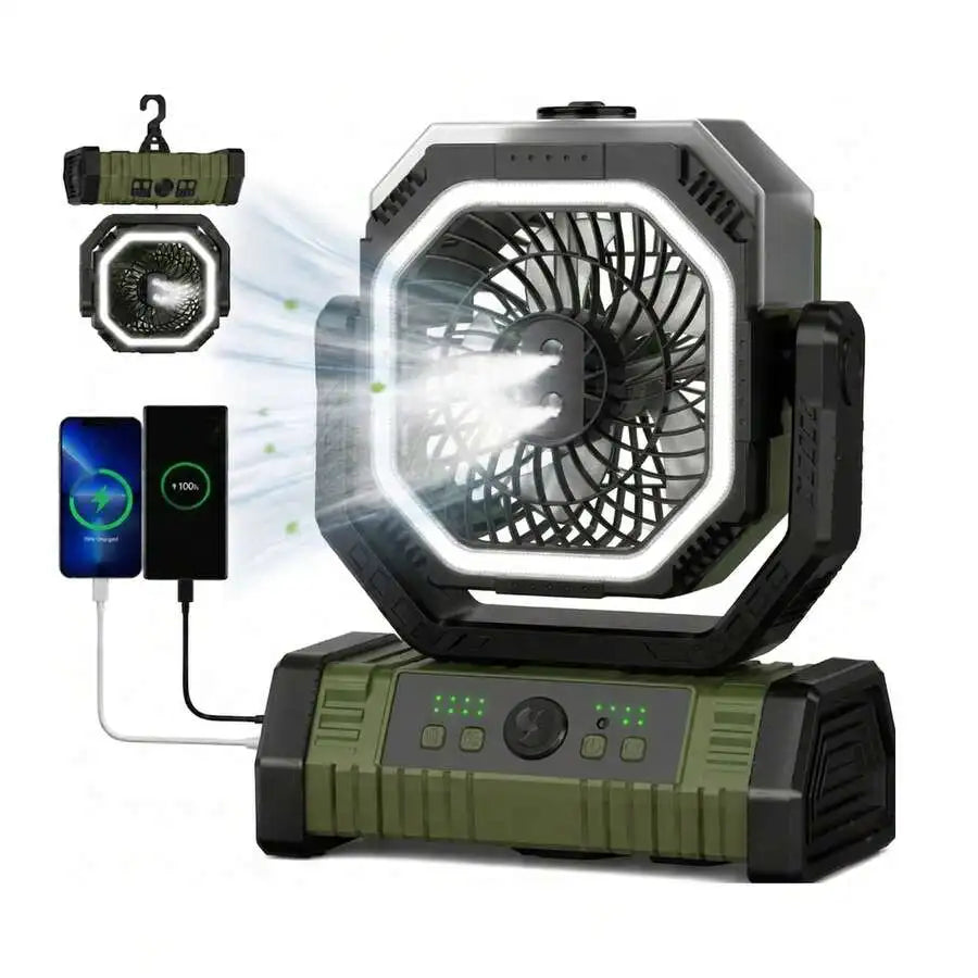 20000 MAh Battery Powered Portable Misting Camping Fan Outdoor Large Capacity Long Battery Life Cooling Household Electric Fan H