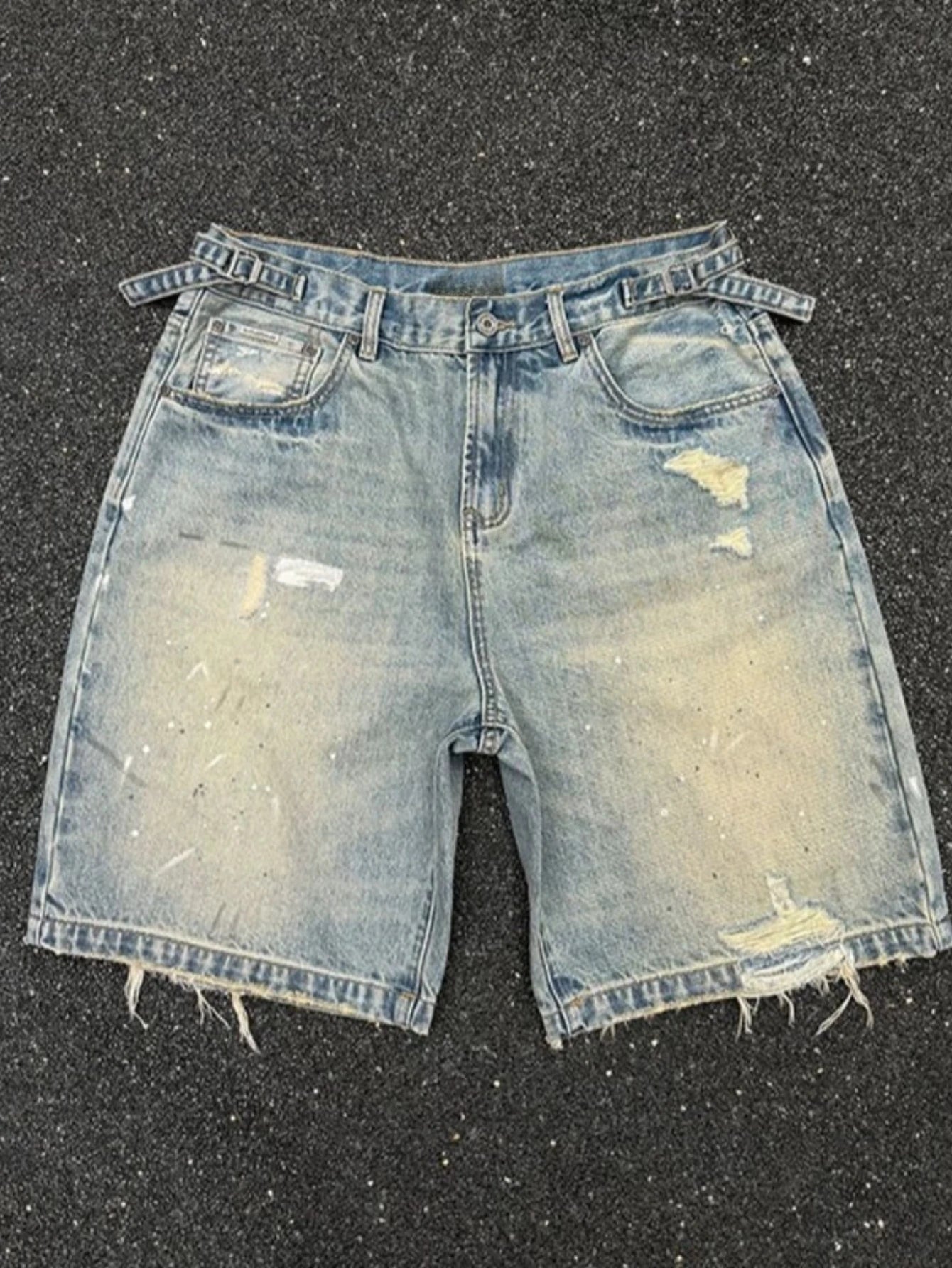 2026 New Summer Men's Denim Shorts, Trendy Streetwear Ripped Shorts, Loose Straight 5-Inch Mid-Length Shorts