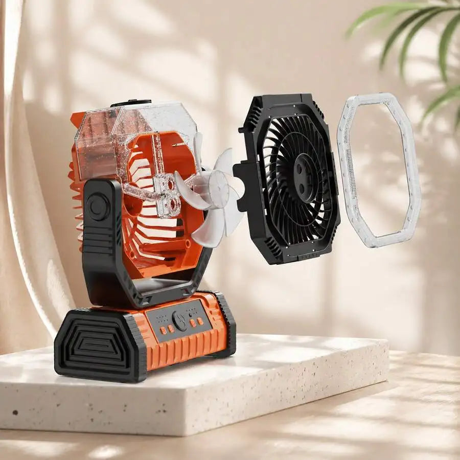 20000 MAh Battery Powered Portable Misting Camping Fan Outdoor Large Capacity Long Battery Life Cooling Household Electric Fan H
