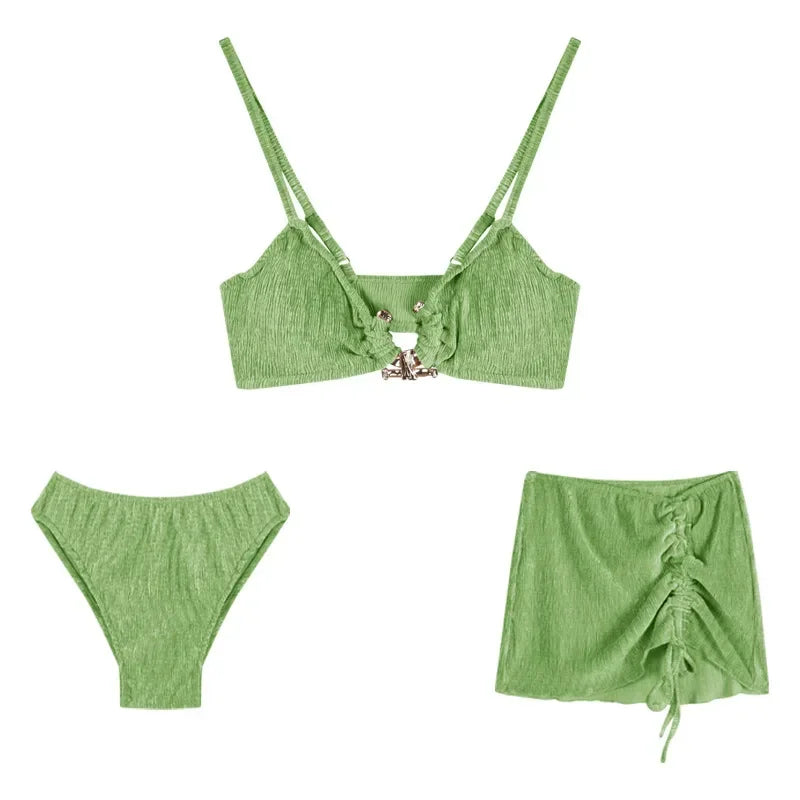 Bikini Three Piece Set Ins Style Split Swimsuit Vacation Beach Hot Elegant Fashionable High-end Women's Clothing 3 Colors