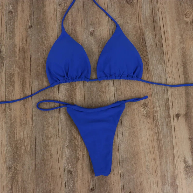 Women's Bikini Swimsuits - Beach Vacation Style Spa Swimsuits - Braided and Thin Strap Necked Swimsuits for Big and Small Busts