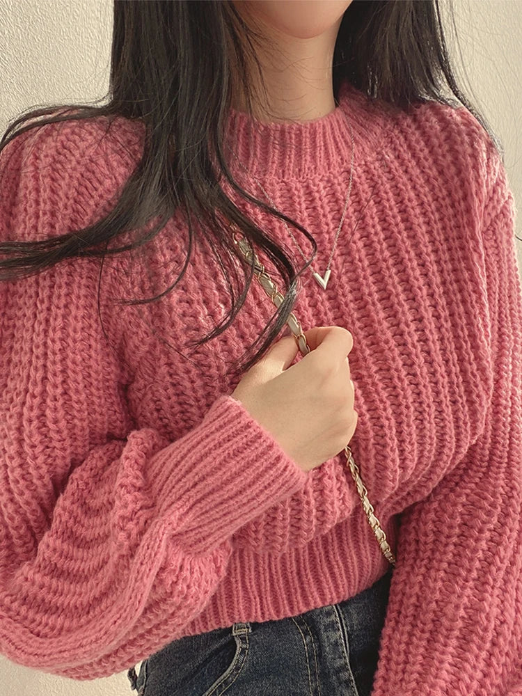 Women's Vintage Lantern Sleeve Knit Sweater