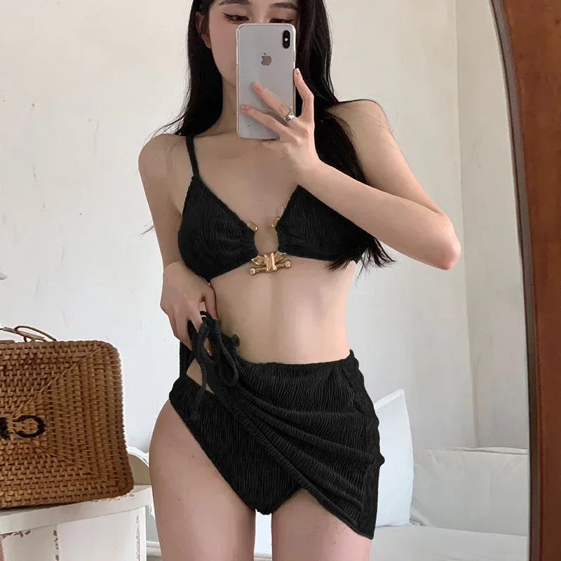 Bikini Three Piece Set Ins Style Split Swimsuit Vacation Beach Hot Elegant Fashionable High-end Women's Clothing 3 Colors