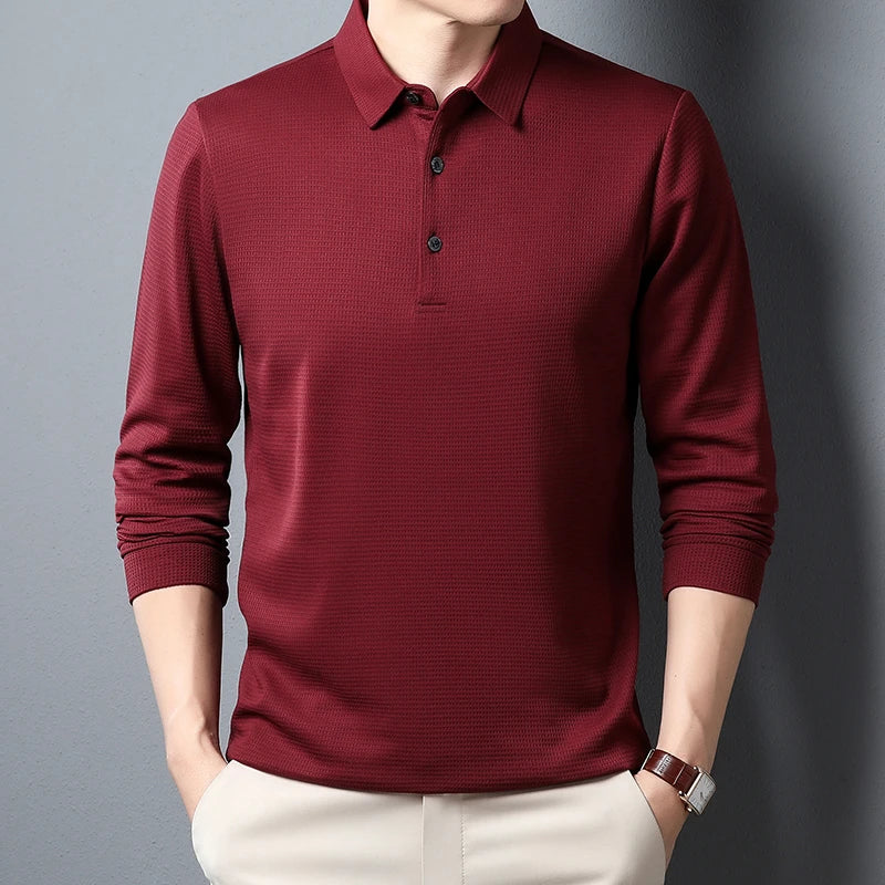 Men's Long Sleeve Business Casual Polo
