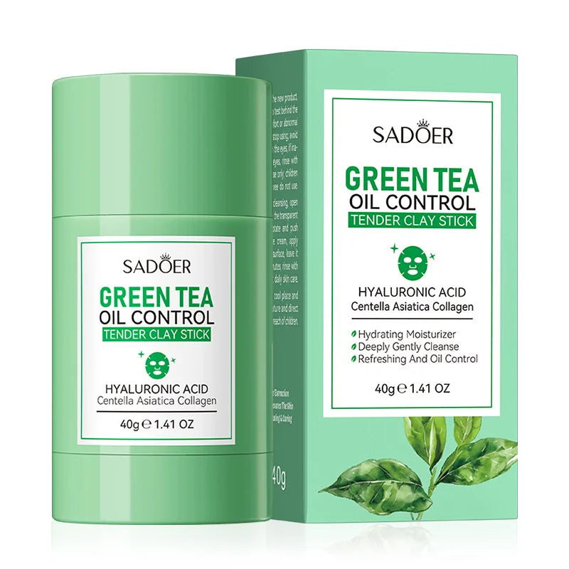 SADOER Green Tea Rose Mud Face Mask Stick Clay Facial Masks Moisturizing Remove Blackhead Anti-aging Facial Cleansing Mud Masks