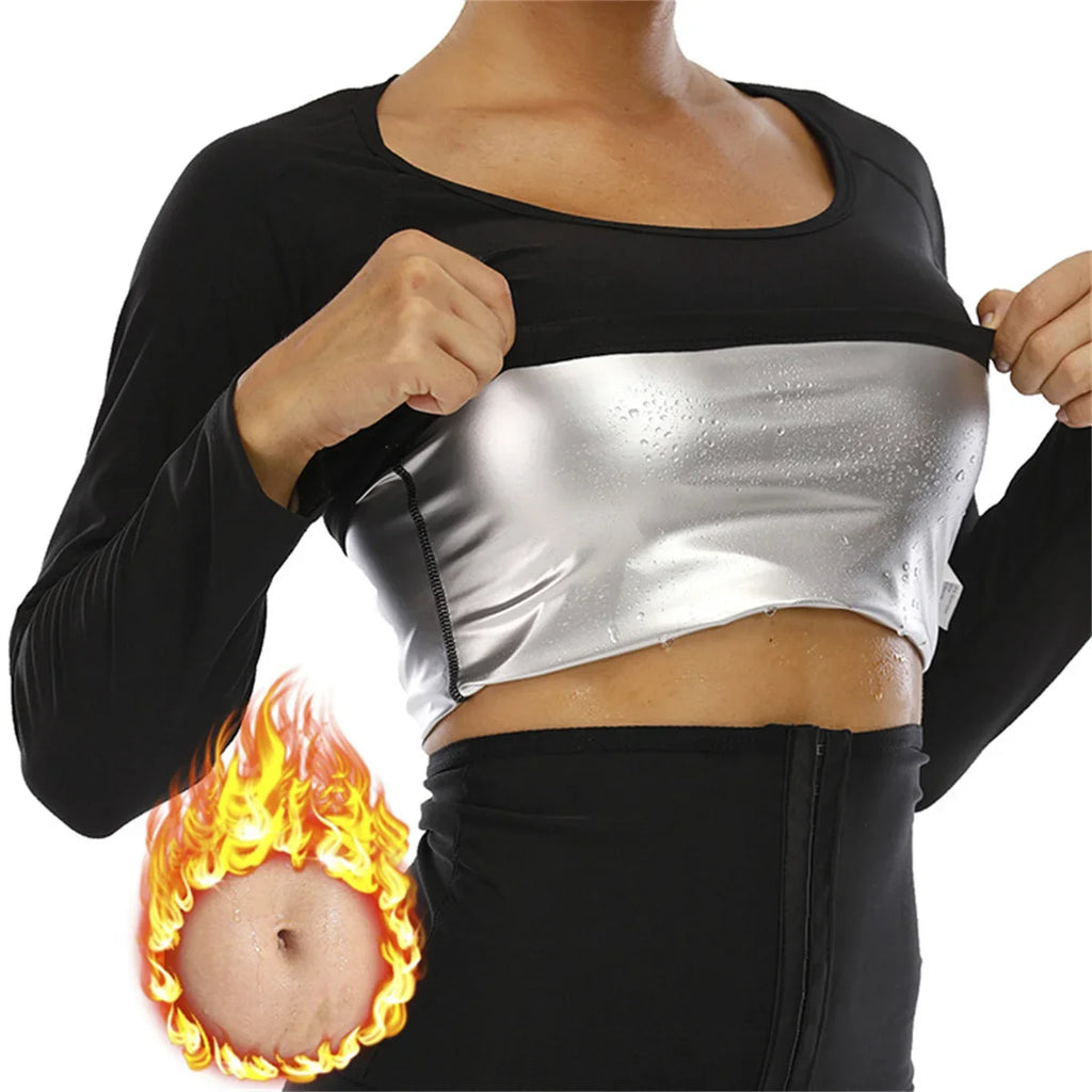 1pc Women Sauna Suit Fitness Exercise Sauna Sweat Suit Long Sleeve Sauna Top Sweat  for Women