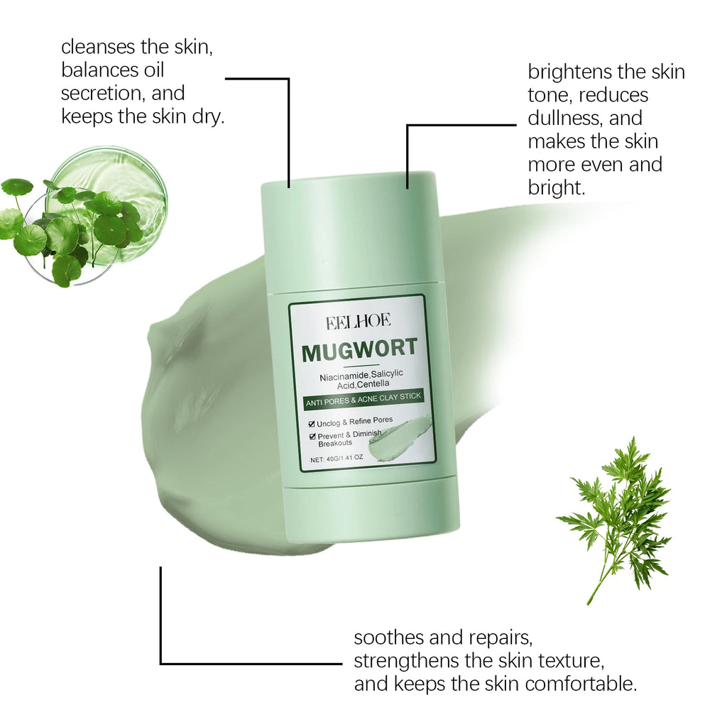 EELHOE 40g Artemisia Capillaris Clay Mask Pore Purifying Oil Control Blackhead Care Moisturizing Face Mask Daily