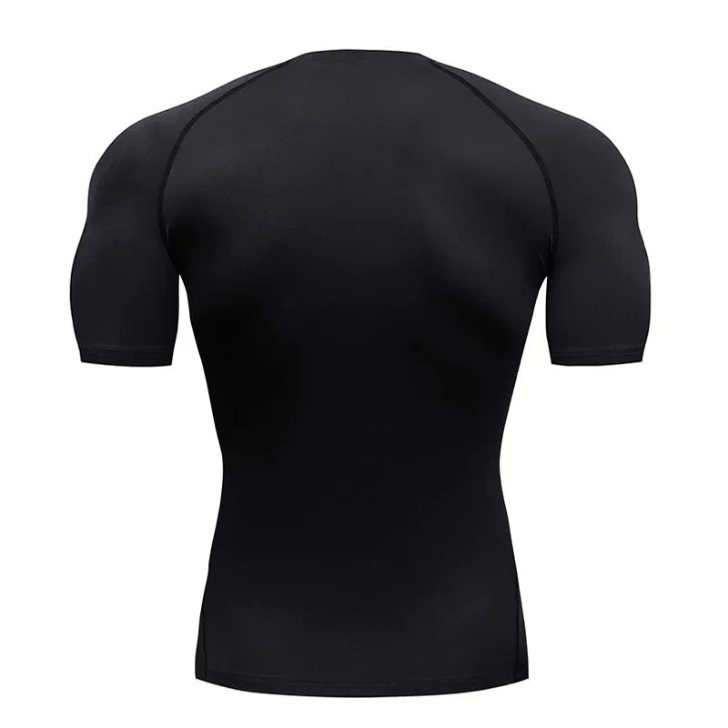 Men's Spider Print Compression Shirt, Quick Dry T-Shirt, Gym Running Jersey, Breathable Short Sleeve, Spring, Summer, M-3XL
