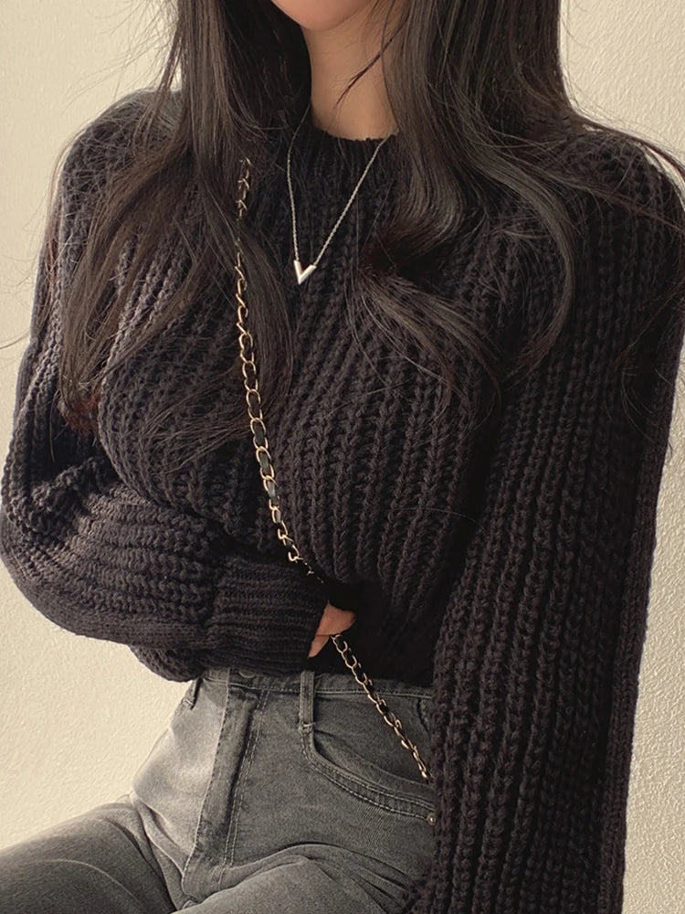Women's Vintage Lantern Sleeve Knit Sweater