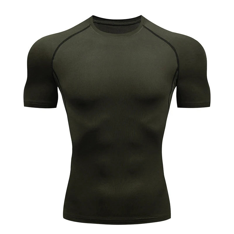Men's Compression Shirts Summer Short Sleeves Tees T-shirt Gym Workout Fitness Running Tops Undershirts Baselayer Sportswear