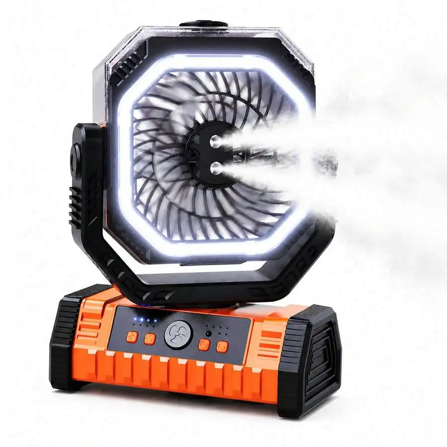 20000 MAh Battery Powered Portable Misting Camping Fan Outdoor Large Capacity Long Battery Life Cooling Household Electric Fan H
