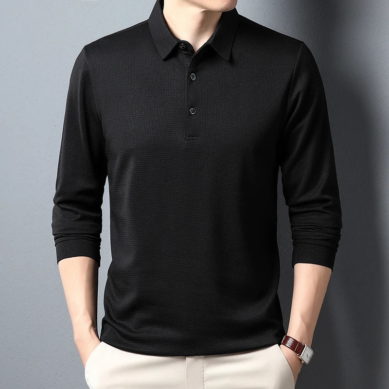Men's Long Sleeve Business Casual Polo