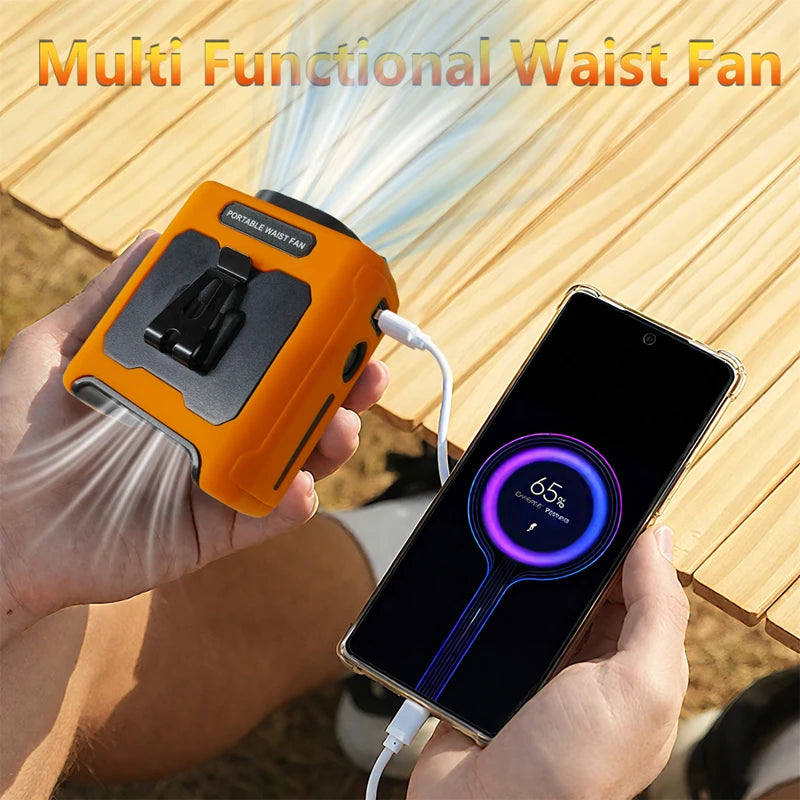10000mAh Waist Fan 5 Speeds Light Portable Waist Fan 40H Hands-Free Cool All Summer Wearable Neck Fan For Work Travel
