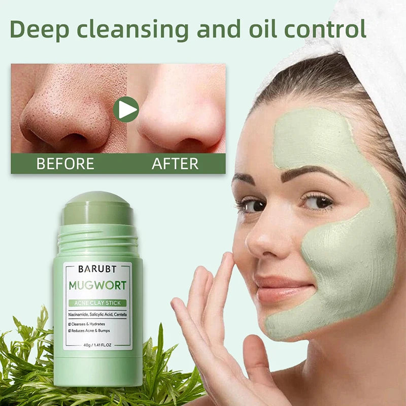 Deep Cleansing Mugwort Mud Mask Stick: Pore Cleaner,Gentle Blackhead Removal,Facial Soothing Repair,Spreadable Clay Mask